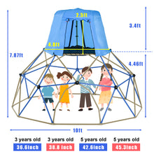 Load image into Gallery viewer, Kids Climbing Dome with Canopy and Playmat - 10 ft Jungle Gym Geometric Playground Dome Climber Play Center, Rust &amp; UV Resistant Steel Supporting 1000 LBS
