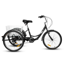 Load image into Gallery viewer, A24632 Adult Tricycles 7 Speed, Adult Trikes 24 inch 3 Wheel Bikes, Three-Wheeled Bicycles Cruise Trike with Shopping Basket for Seniors, Women, Men
