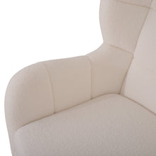 Load image into Gallery viewer, Mid-Century Accent  Chair, Ivory White, Modern Retro Club Chair, Birch Frame, Upholstered Teddy Wool Fabric, Single Sofa Armchair for Small Spaces, Living Room, Bedroom, Reading Corner, Balcony
