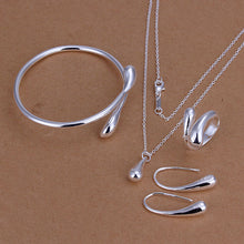 Load image into Gallery viewer, New Fashion Solid Silver Jewellery Sets Necklace+Bracelet+ Ring +1 Pair Earrings
