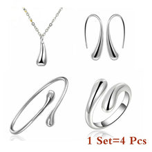 Load image into Gallery viewer, New Fashion Solid Silver Jewellery Sets Necklace+Bracelet+ Ring +1 Pair Earrings
