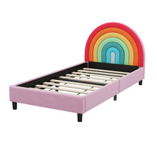 Load image into Gallery viewer, Rainbow Design Upholstered Twin Platform Bed Cute Style Princess Bed for Boys &amp; Girls, Teens, Colorful &amp; Pink
