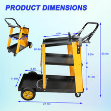 Load image into Gallery viewer, Multi Function 3 tier Welding Cart. gas bottle and accessory storage.Welding Heavy Duty  Cart for Tig Mig Welder and Plasma Cutter  with Upgrade Handles and Increase Storage Space Tank Storage
