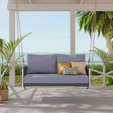Load image into Gallery viewer, TREXM 1-Piece Woven Rope Outdoor Swing Sofa with Soft Cushions Seating 2 for Patio, Courtyard and Balcony (Light Grey)
