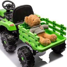 Load image into Gallery viewer, Ride on Tractor with Trailer,12V Battery Powered Electric Tractor Toy w/Remote Control,electric car for kids,Three speed adjustable,Power display, USB,MP3 ,Bluetooth,LED light,Two-point safety belt
