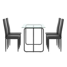 Load image into Gallery viewer, 1-piece Rectangle Dining Table with Black Metal Frame, Tempered Glass Dining Table for Kitchen Room, (Transparent+Black)
