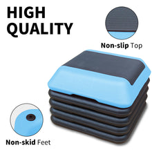 Load image into Gallery viewer, Height-Adjustable Step Aerobics Platform Fitness Equipment Stepper Trainer Exercise Step Platform with 4 Riser Blue
