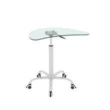 Load image into Gallery viewer, Adjustable Height Transparent Tempered Glass Table Desk Table with Lockable Wheels(Adjustable Range 24.2 "~32.7 ")
