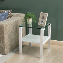 Load image into Gallery viewer, Glass two layer tea table, small round table, bedroom corner table, living room white side table(White)
