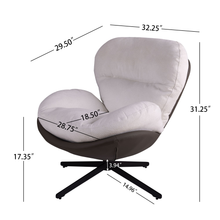 Load image into Gallery viewer, 360° Swivel Accent Chair, Modern Chenille Lounge Chair with Faux Leather and Black Metal Base Frame, Comfortable Reading Chair for Small Spaces, Living Room, Bedroom, Reading Corner, Office (White)
