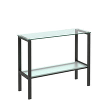 Load image into Gallery viewer, Console Table Double layer tempered glass rectangular porch table black leg double layer glass tea table
