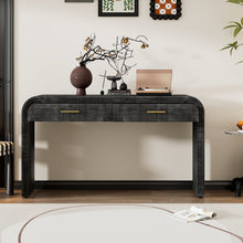 Load image into Gallery viewer, TREXM Unique Retro Silhouette Console Table with Open Style, Two Top Drawers for Entrance, Dinning Room, Living Room (Antique Black)
