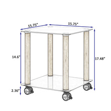 Load image into Gallery viewer, 1-Piece White+Oak Side Table , 2-Tier Space End Table ,Modern Night Stand, Sofa table, Side Table with Storage Shelve
