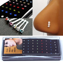 Load image into Gallery viewer, New 40pcs Colors Surgical Steel Crystal Nose Stud Rings Body Piercing Jewelry
