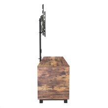 Load image into Gallery viewer, Rustic Brown TV Console with push-to-open Storage Cabinet for TV up to 65in Wood &amp;glass TV Stand for Living Room Bedroom
