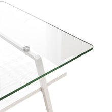 Load image into Gallery viewer, Rectangle Coffee Table, Tempered Glass Tabletop with White Metal Legs, Modern Table for Living Room , Transparent Glass
