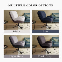 Load image into Gallery viewer, 360° Swivel Accent Chair, Modern Chenille Lounge Chair with Faux Leather and Black Metal Base Frame, Comfortable Reading Chair for Small Spaces, Living Room, Bedroom, Reading Corner, Office (White)

