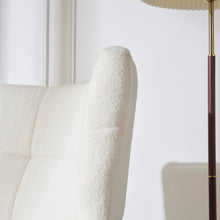Load image into Gallery viewer, Mid-Century Accent  Chair, Ivory White, Modern Retro Club Chair, Birch Frame, Upholstered Teddy Wool Fabric, Single Sofa Armchair for Small Spaces, Living Room, Bedroom, Reading Corner, Balcony
