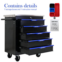 Load image into Gallery viewer, 5 DRAWERS MULTIFUNCTIONAL TOOL CART WITH WHEELS-BLACK+BLUE
