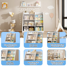 Load image into Gallery viewer, White Wooden Toy Storage Organizer Cabinet  Kids Bookshelf  Children Bookcase Toddler Baby Sling Book Rack Adjustable Shelf for Playroom Bedroom Nursery Hallway School Kindergarten Living Room
