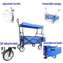 Load image into Gallery viewer, Garden Shopping Beach Cart folding wagon (Blue)
