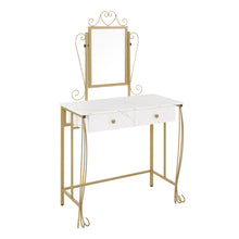 Load image into Gallery viewer, Vanity Mirror Table Set, Makeup Desk Vanity with Stool, Vintage Bedroom Vanity Lots Storage Dressing Table White for Women and Girls
