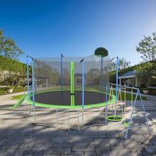 Load image into Gallery viewer, 14FT Trampoline with Slide and Swings, ASTM Approved Large Recreational Trampoline with Basketball Hoop and Ladder,Outdoor Backyard Trampoline with Net, Capacity for Kids and Adults
