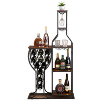 Load image into Gallery viewer, 11 Bottle Wine Bakers Rack, 5 Tier Freestanding Wine Rack with Hanging Wine Glass Holder and Storage Shelves, Wine Storage Home Bar for Liquor and Wine Storagefor Kitchen, Dining Room
