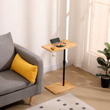 Load image into Gallery viewer, Bamboo Couch Tray Table Height Adjustable C-Shaped End Table with Slots 2 Tier Sofa Side Table for Living Room &amp; Bedroom (Rectangle + Rectangle)
