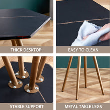 Load image into Gallery viewer, Modern Minimalism Black Faux Marble End&amp;Side Table, Small Accent Coffee Table with Dark Gold Metal Legs, Hexagon Nightstand for Living Room,Bedroom, Apartment Small Space ( MDF Tabletop + Metal Legs )
