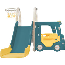Load image into Gallery viewer, Kids Slide with Bus Play Structure, Freestanding Bus Toy with Slide for Toddlers, Bus Slide Set with Basketball Hoop

