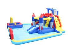 Load image into Gallery viewer, 10 in1 Inflatable slide water park  bouncing house garden with splash pool &amp; water gun &amp; basketball &amp; climbing wall &amp; dual pools &amp; soccer
