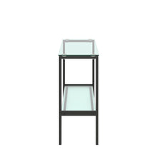 Load image into Gallery viewer, Console Table Double layer tempered glass rectangular porch table black leg double layer glass tea table

