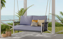 Load image into Gallery viewer, TREXM 1-Piece Woven Rope Outdoor Swing Sofa with Soft Cushions Seating 2 for Patio, Courtyard and Balcony (Light Grey)
