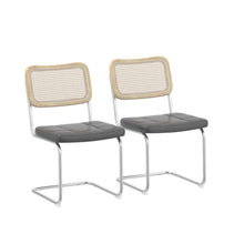 Load image into Gallery viewer, Set of 2, Leather Dining Chair with High-Density Sponge, Rattan Chair for Dining room, Living room, Bedroom, Gray
