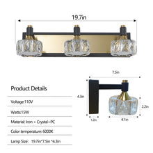 Load image into Gallery viewer, LED 3-Light Modern Crystal Bathroom Vanity Light Over Mirror Bath Wall Lighting Fixtures
