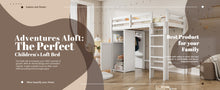 Load image into Gallery viewer, Twin Loft Bed with Wardrobe, Storage Shelves and Ladder, White
