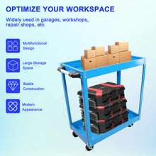 Load image into Gallery viewer, Tool Cart on Wheels,  Heavy Duty Steel Utility Cart w/Lockable Wheels, 400 LBS Capacity Industrial Service Cart for Garage, Warehouse, Workshop (Two-layer Bright Blue)
