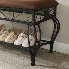 Load image into Gallery viewer, Shoe Rack Bench for Entryway, Industrial Bench, Rustic Shoe Rack for Small Spaces, Upholstered Entryway Bench, Multipurpose Entryway
