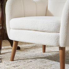 Load image into Gallery viewer, Mid-Century Accent  Chair, Ivory White, Modern Retro Club Chair, Birch Frame, Upholstered Teddy Wool Fabric, Single Sofa Armchair for Small Spaces, Living Room, Bedroom, Reading Corner, Balcony
