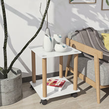 Load image into Gallery viewer, 2-Piece White+Oak Side Table , 2-Tier Space End Table ,Modern Night Stand, Sofa table, Side Table with Storage Shelve
