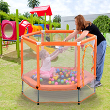 Load image into Gallery viewer, 55'' Toddlers Trampoline with Safety Enclosure Net and Balls, Indoor Outdoor Mini Trampoline for Kids
