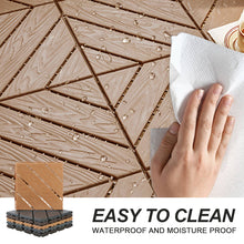 Load image into Gallery viewer, Plastic Composite Deck Tiles Set of 35pcs, Composite Decking Resist Rust, Water, Weather, Easy to DIY &amp; Maintain, Ideal for Patios, Balconies, Rooftops, Decks, Indoor&amp;Outdoor, 12x12" Wood color
