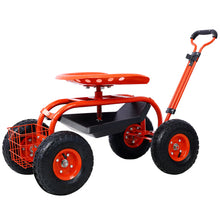 Load image into Gallery viewer, Garden Cart Rolling Scooter, Adjustable Height Heavy Duty Scooter, Rolling Garden Cart with 4 Wheels and Extendable Handle, Garden Stool Cart with 360-Degree Seat and Tool Tray (Red)
