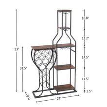 Load image into Gallery viewer, 11 Bottle Wine Bakers Rack, 5 Tier Freestanding Wine Rack with Hanging Wine Glass Holder and Storage Shelves, Wine Storage Home Bar for Liquor and Wine Storagefor Kitchen, Dining Room
