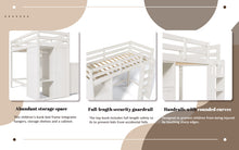Load image into Gallery viewer, Twin Loft Bed with Wardrobe, Storage Shelves and Ladder, White

