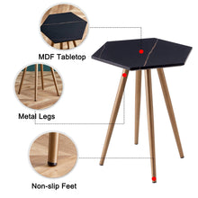 Load image into Gallery viewer, Modern Minimalism Black Faux Marble End&amp;Side Table, Small Accent Coffee Table with Dark Gold Metal Legs, Hexagon Nightstand for Living Room,Bedroom, Apartment Small Space ( MDF Tabletop + Metal Legs )

