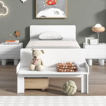 Load image into Gallery viewer, Twin Bed with Footboard Bench,2 drawers,White
