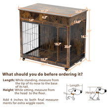 Load image into Gallery viewer, Dog Crate Furniture, Wooden Dog House, Decorative Dog Kennel with Drawer, Indoor Pet Crate End Table for Small Dog, Steel-Tube Dog Cage, Chew-Proof, Rustic Brown 31.7" L×23.2" W×33" H
