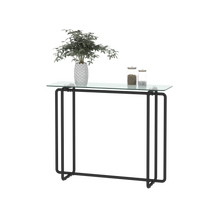 Load image into Gallery viewer, Console Table single layer tempered glass rectangular porch table black leg double tempered glass tea table,Transparent
